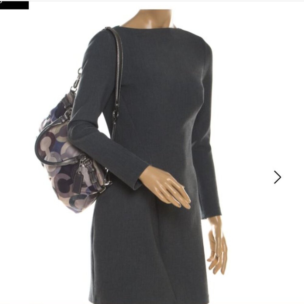 RARE! Coach Madison Op Art Multicolor Satin Leather Sequins Satchel Bag Ex Cond - Picture 5 of 16